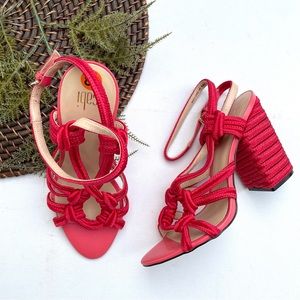 Cabi Womens Shoes Sandals Tip Toe Red Rope Block Heel Open Toe Nautical 8.5